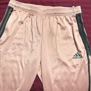 Adidas Adult Men Light Pink Joggers with Black Stripes